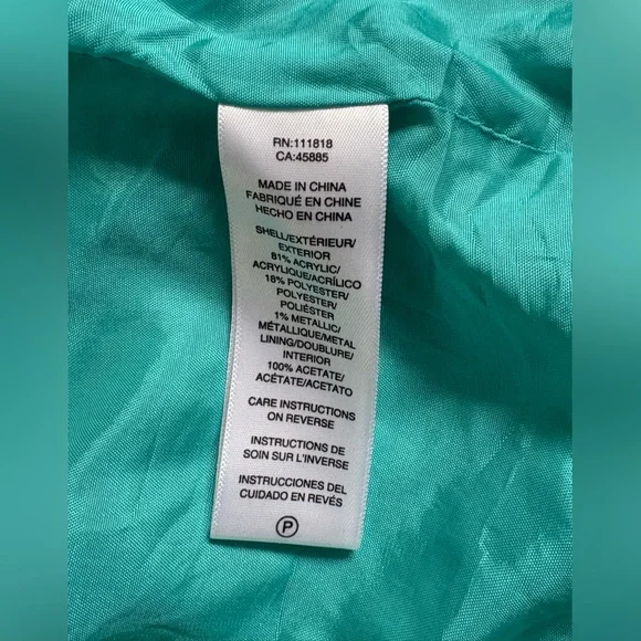 Michael Kors Tweed Jacket Blazer – Size 2 – Turquoise Fringe Trim - Picture 5 of 5